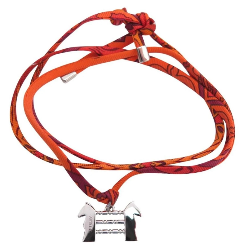 Hermès Armband NEUES HERMES TOURBILLON PFERDEKOPF SEIDENARMBAND H orange