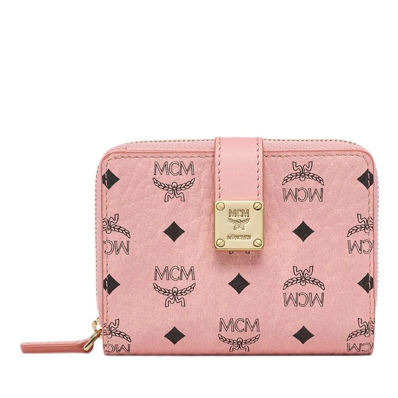 MCM Portefeuille à deux volets Aren Visetos Small Wallet Mni, One Size Soft Pink