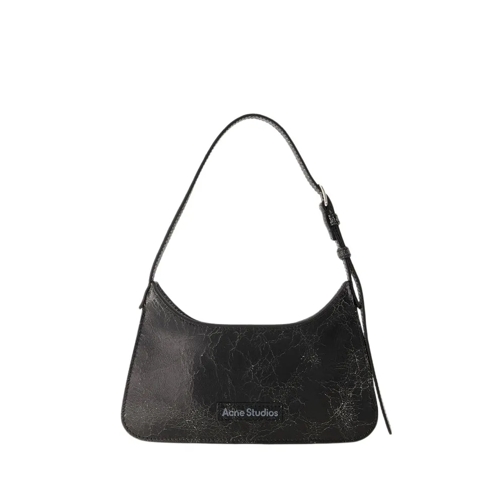 Acne Studios Schultertasche Platt Micro Crackle Hobo Bag - Leather - Black Black