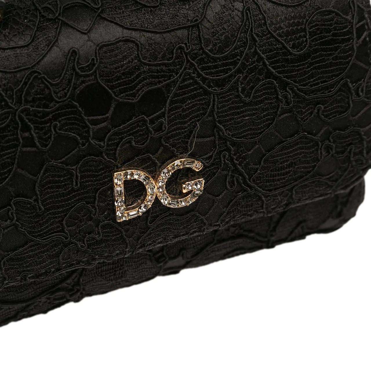 Thumbnail - Dolce&Gabbana Hobo Bags - Silk and Lace Crystal Embellished DG Flap Satchel - Gr. unisize - in Schwarz - für Damen