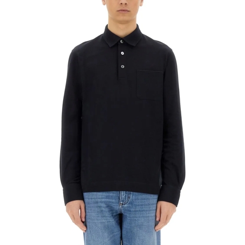 Zegna Polohemd Long-Sleeved Cotton Polo Blue