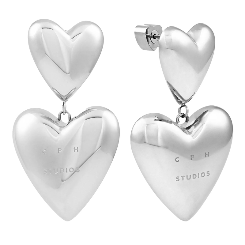 Copenhagen Ohrstecker Edelstahl Puffy Hearts silber