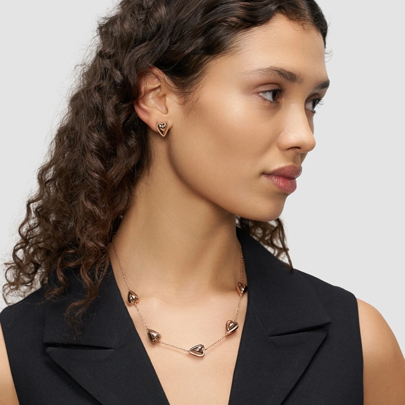 Liebeskind Berlin Mittellange Halskette Edelstahl Metal Heart rose(Image 6)