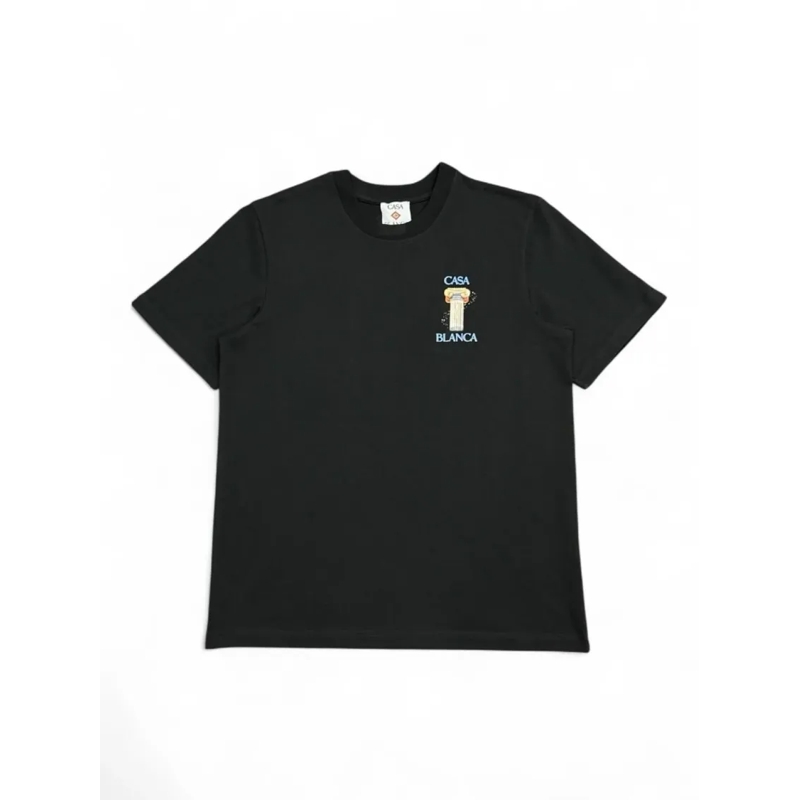 Casablanca T-shirt Black Graphic T-Shirt With Classical Column Print Black