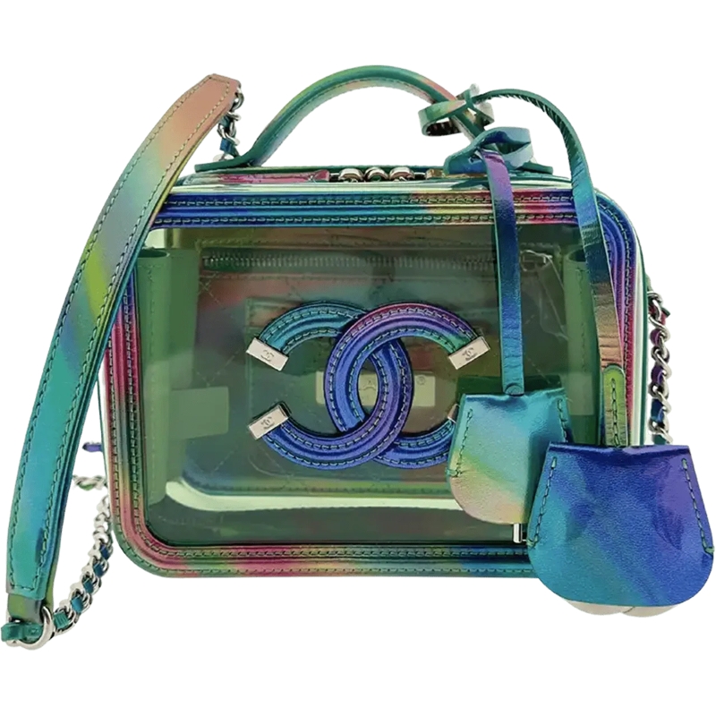 Chanel Tote Chanel Vanity Case Bag Small PVC Rainbow limited / grün
