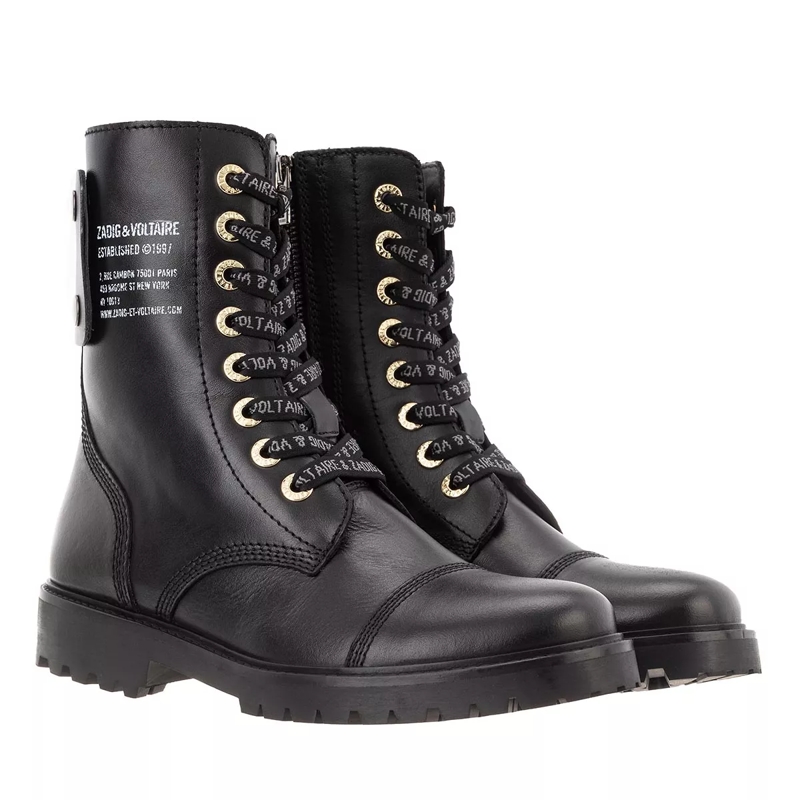 Zadig & Voltaire Stiefeletten Joe Smooth Cowskin Side Print Noir