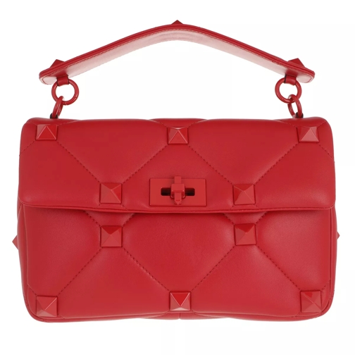 Valentino Garavani Roman Stud Crossbody Bag With Handle Leather Red Cartable