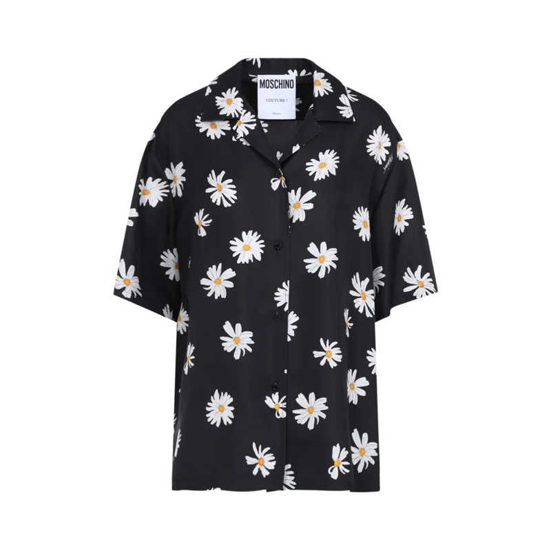 Moschino Hemd Floral Print Silk Shirt Black