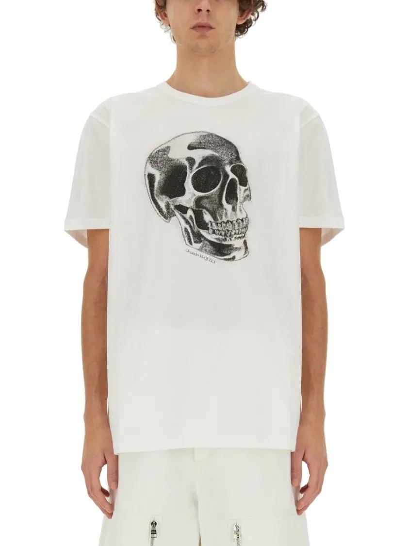 Thumbnail - Alexander McQueen - Skull Print T-Shirt - Größe M - weiß