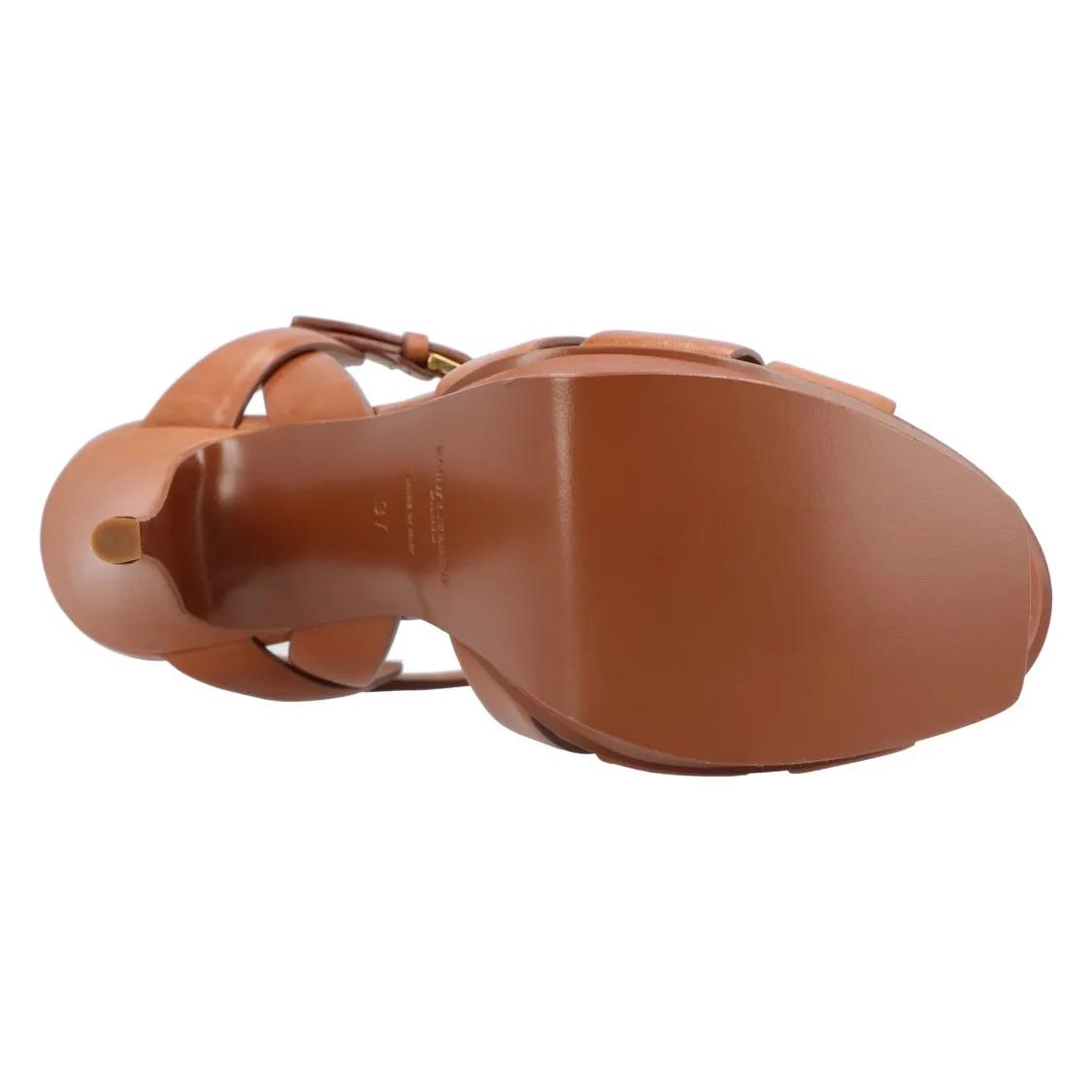 Thumbnail - Saint Laurent Sandalen - Tribute Leather Sandals Brown - Gr. 36,5 (EU) - in Braun - für Damen
