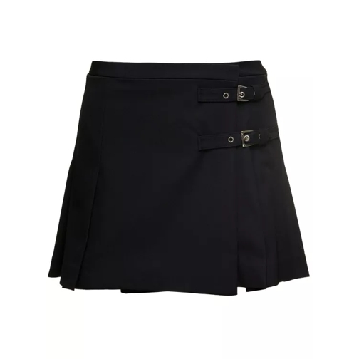 Alessandra Rich Black Mini Skirt With Side Bukle Detail With Loop  Black 