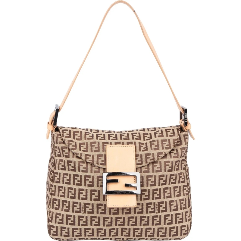 Fendi Schultertasche Fendi FF Monogram baguette Buckle Shoulder bag braun