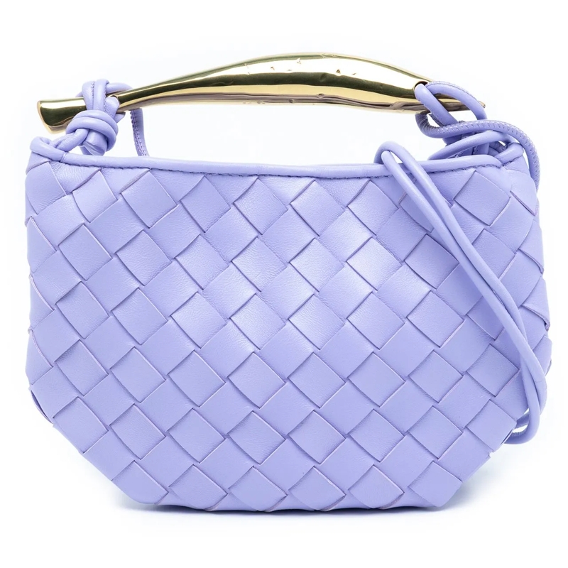 Bottega Veneta Schultertasche Baby Lambskin Intrecciato Sardine Bag lila