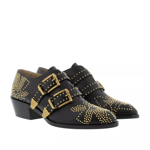 Chloé Susanna Booties Low Nappa Black & Gold Ankle Boot