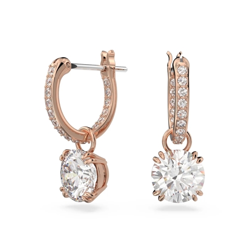 Swarovski Creole Constella drop Round cut rose gold-tone plated White