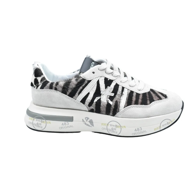 Premiata Lage-top sneaker Sole Sneakers With Zebra-Inspired Pattern White