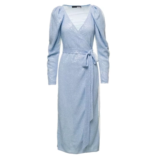 Rotate Bridget' Light Blue Sequin Wrap Midi Dress Blue 