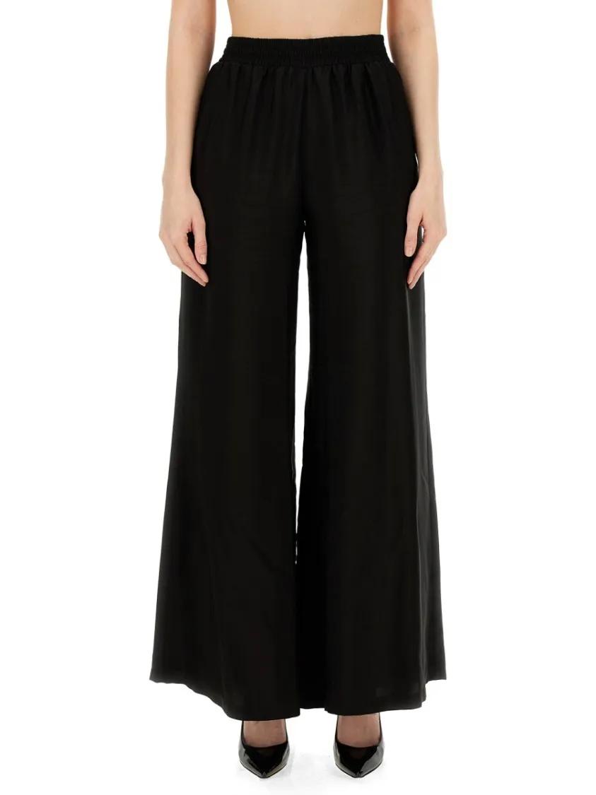 Thumbnail - Fabiana Filippi - Black Wide Leg Pants With Relaxed Fit And Elastic - Größe 40 - schwarz