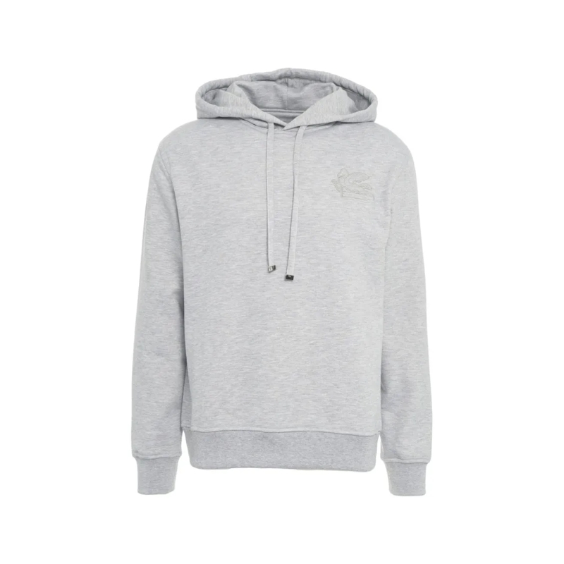 Etro  Sweatshirt With Hood And Logo Embroidery Grey