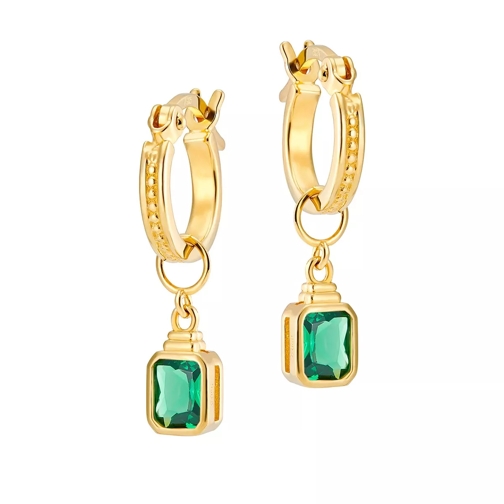 V by Laura Vann Frances Hoop + Emerald Cut Charm Yellow Gold Drop Earring