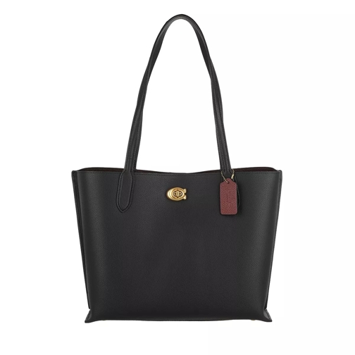 Coach Tote Polished Pebble Leather Willow Tote B4/Black