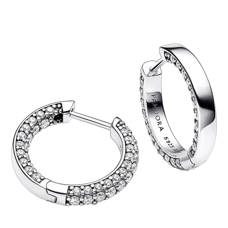 Pandora Creolen Pandora Timeless Pavé Single-row   Clear(Image 4)
