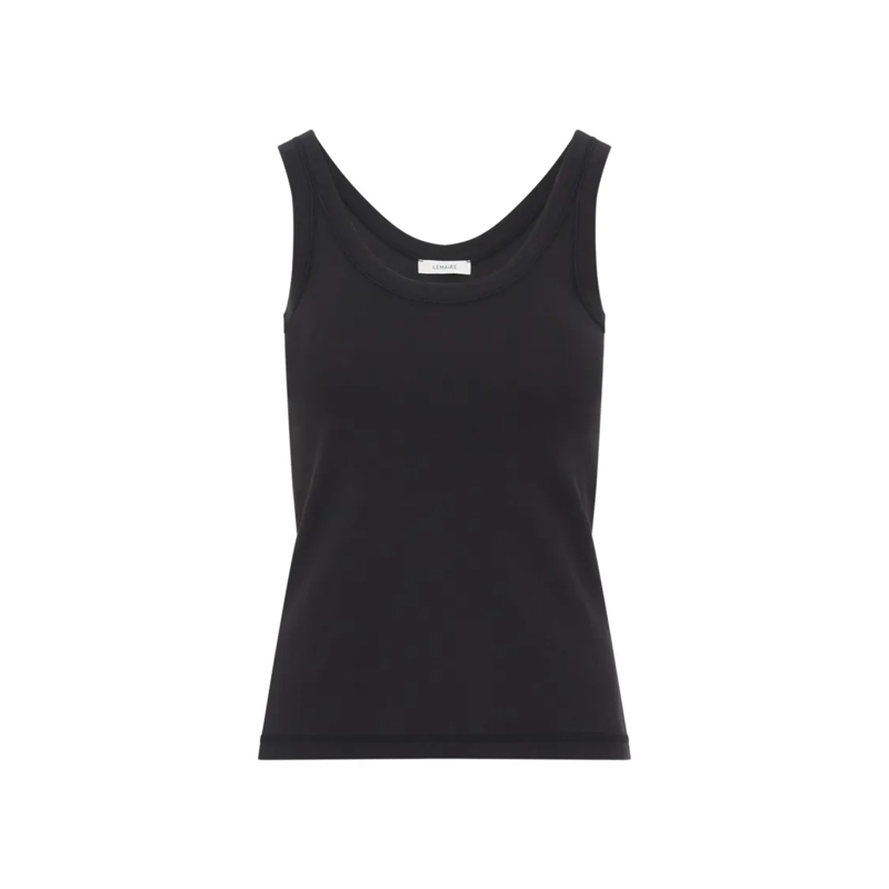 Lemaire Bluse Fitted Black Tank Top With Scoop Neckline Black