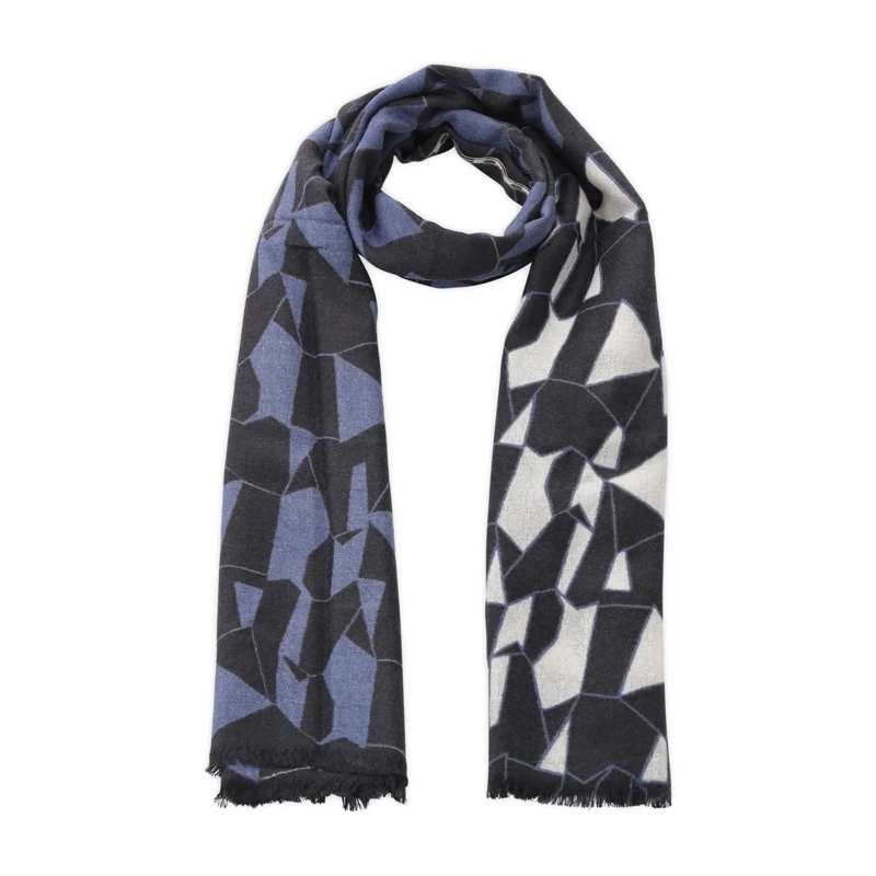 Epice Paris Écharpe légère Gemusterter Schal Blau