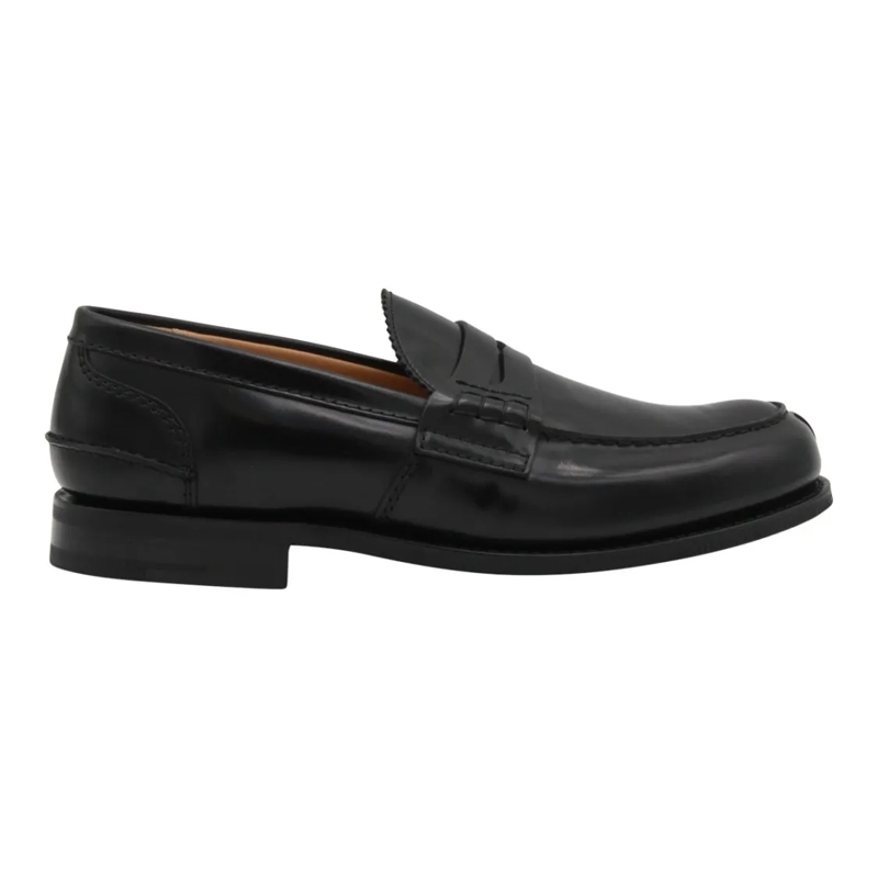 Church's Loafer Polished Leather Penny Loafers With Rounded Toe Black