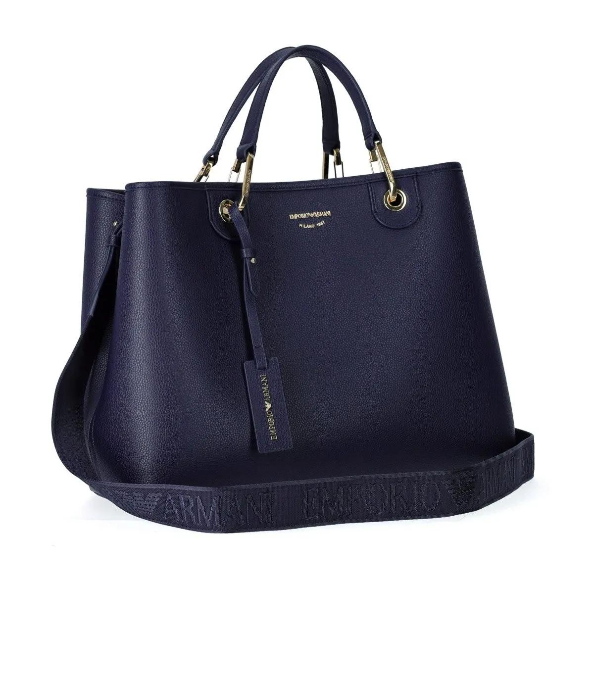 Emporio Armani Verstelbare Tote Tas met Magneetsluiting Blue Dames