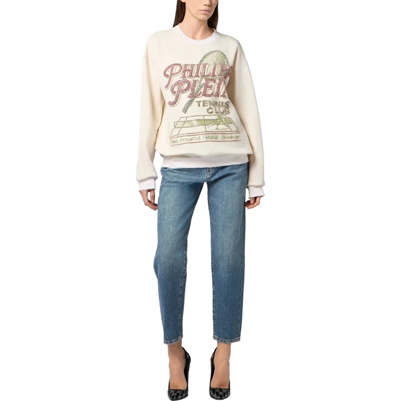 Philipp Plein Top Open Back Sweatshirt Tennis Club weiss(Image 4)