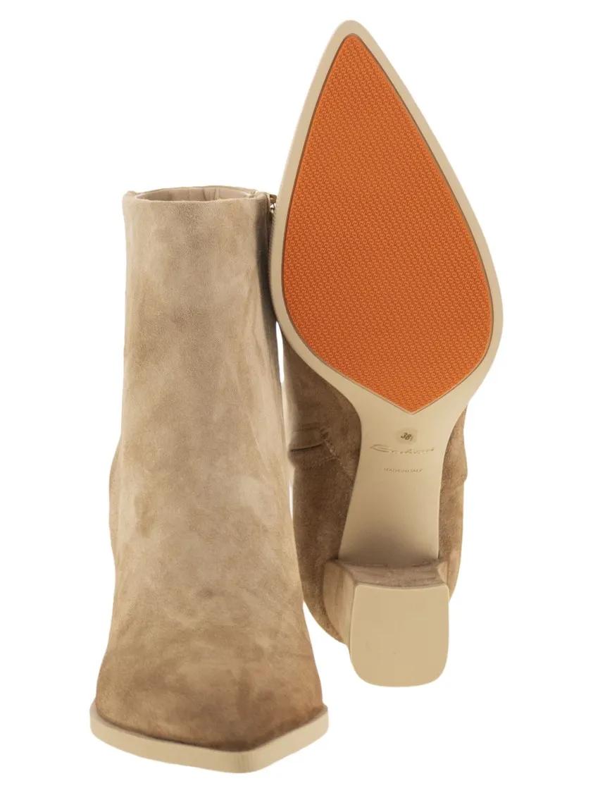 Thumbnail - Santoni Stiefel - Mid-Heel Suede Ankle Boots - Gr. 37 (EU) - in Beige - für Damen