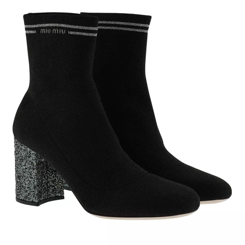 Miu Miu Sock Ankle Boots Nylon Black Stiefelette