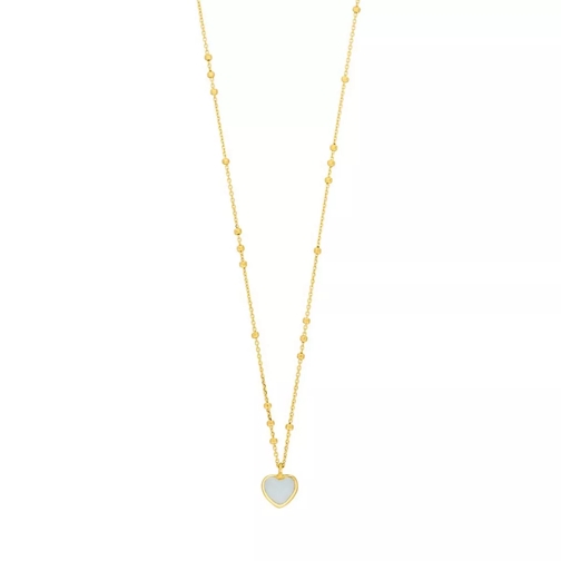 Leaf Necklace Valentine, Aqua Calcedon Gold Kurze Halskette