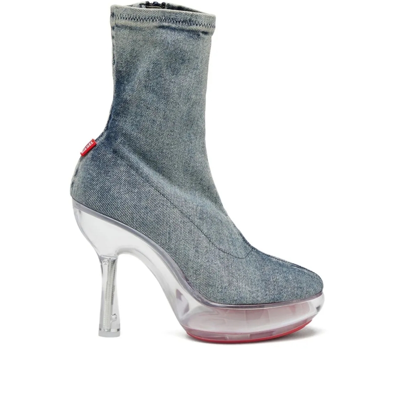 Diesel Stiefel Ankle Boots In Blue Denim Grey
