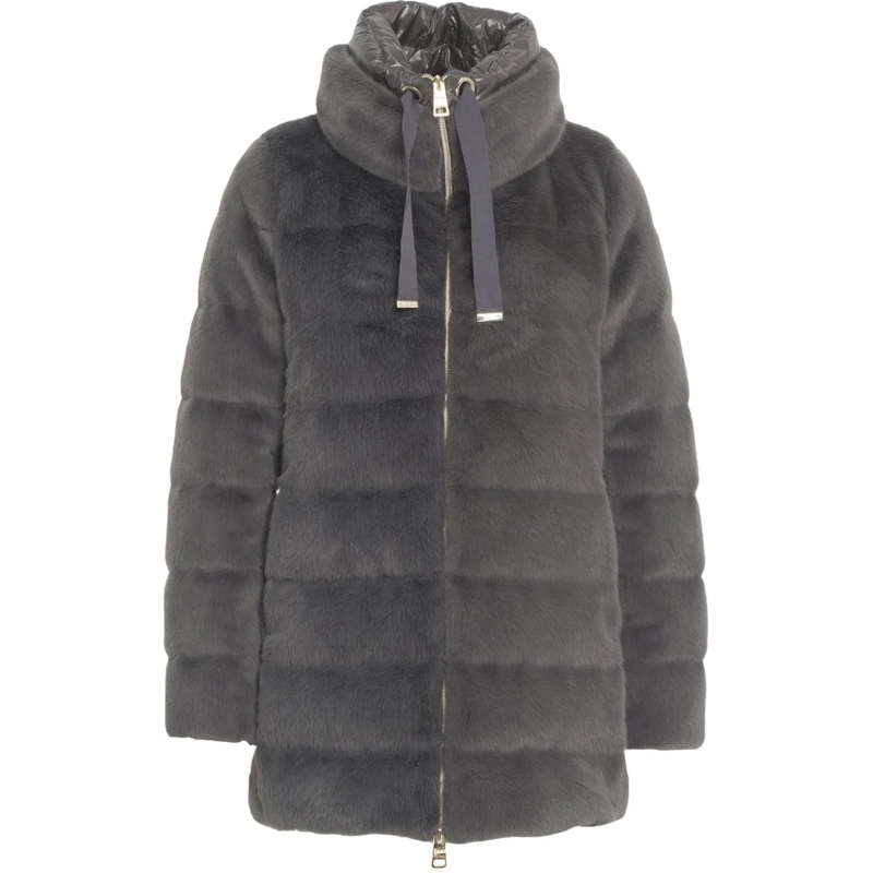 Herno Minikleid Faux fur padded jacket beige