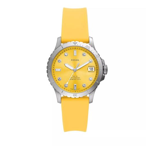 Fossil FB-01 Three-Hand Date Silicone Watch Yellow Orologio al quarzo