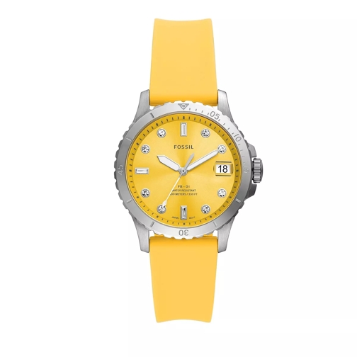 Fossil FB-01 Three-Hand Date Silicone Watch Yellow Quarz-Uhr