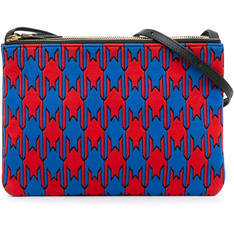 Celine Schultertasche Large Houndstooth Cotton Trio Crossbody blau