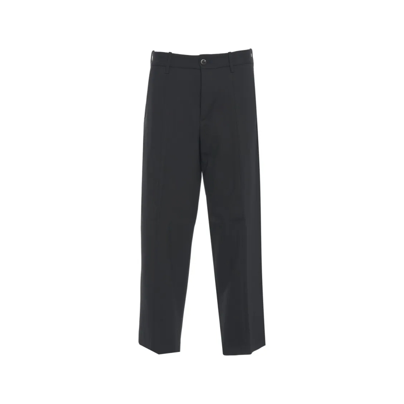 Nine In The Morning Pantalon Tailored Black Trousers With Pressed Pleats And Re Black