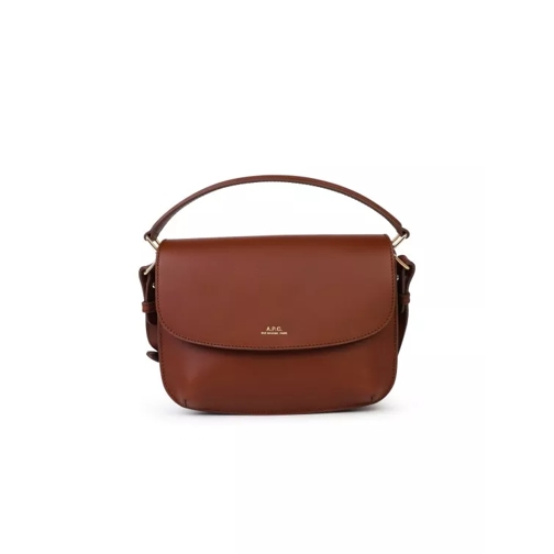 A.P.C. Small 'Sarah' Brown Leather Bag Red Crossbodytas