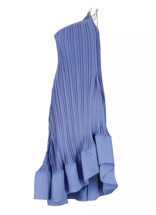 Lanvin - Satin Pleated Dress - Größe 40 - blau