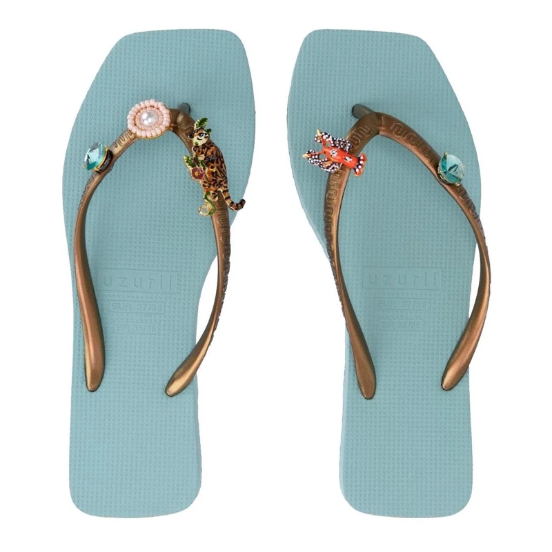 UZURII Flip Flops flip flop Flore Square Grande ocean(Image 5)