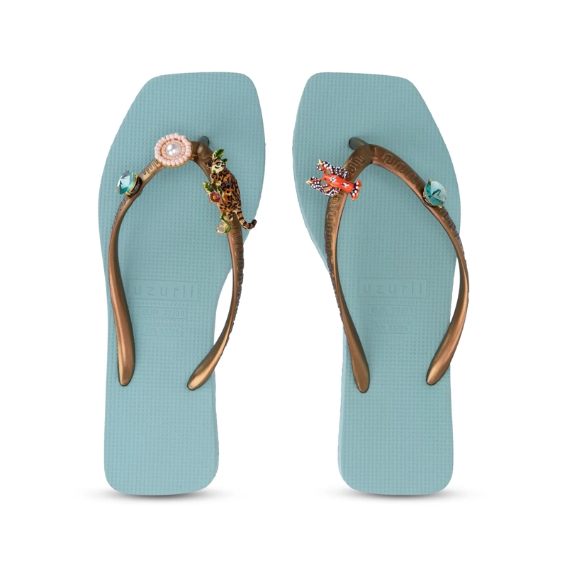 UZURII Flip Flops flip flop Flore Square Grande ocean(Image 17)