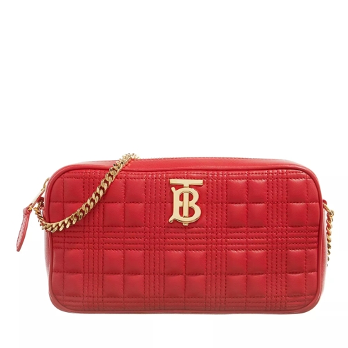 Burberry Check Camera Bag Quilted Leather Bright Red Crossbody Bag