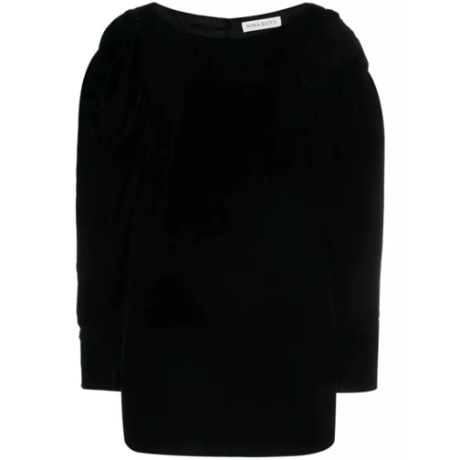 Nina Ricci Black Velvet Mini Dress Black 