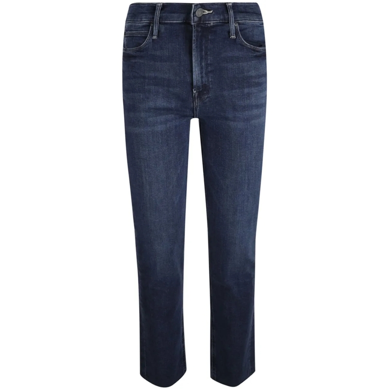 Mother Skinny-Leg-Jeans The Mid Rise Dazzler Ankle Fray Jeans Blue blau