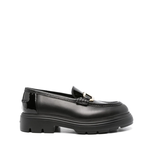 Salvatore Ferragamo Gancini-Plaque Black Moccasins Black Ballerine