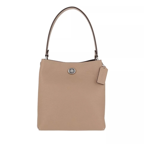 Coach Polished Pebble Leather Charlie Bucket Bag Taupe Buideltas