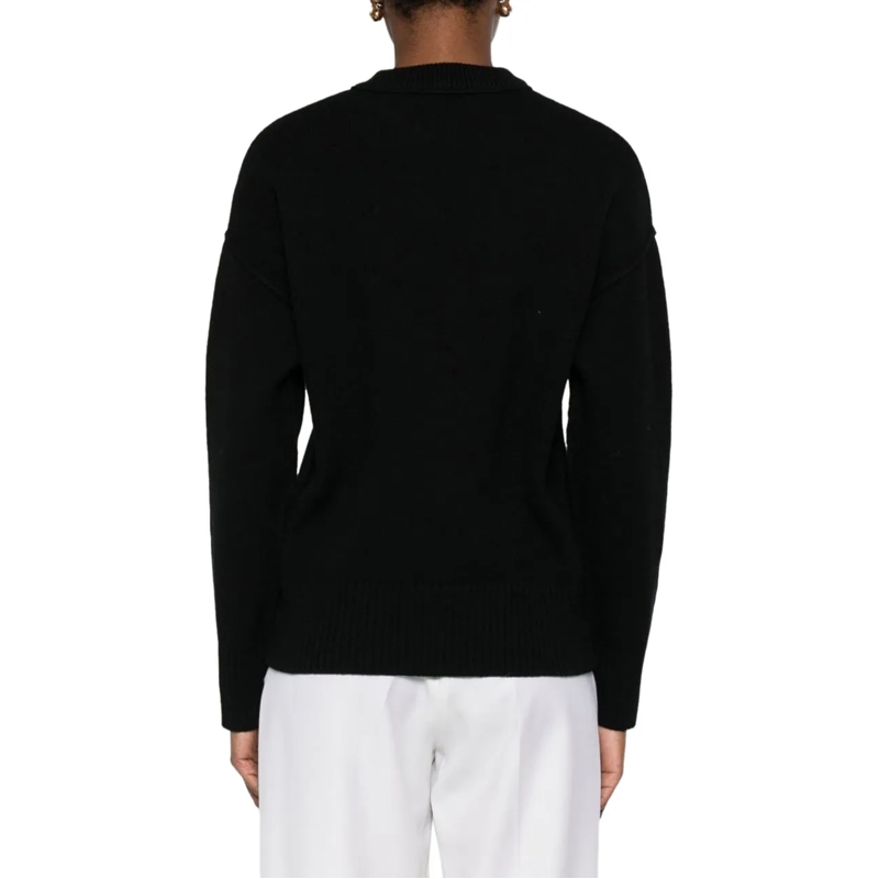 AMI Paris Strickjacke Heather Black Wool Cardigan With V-Neck And Signat Black(Image 8)